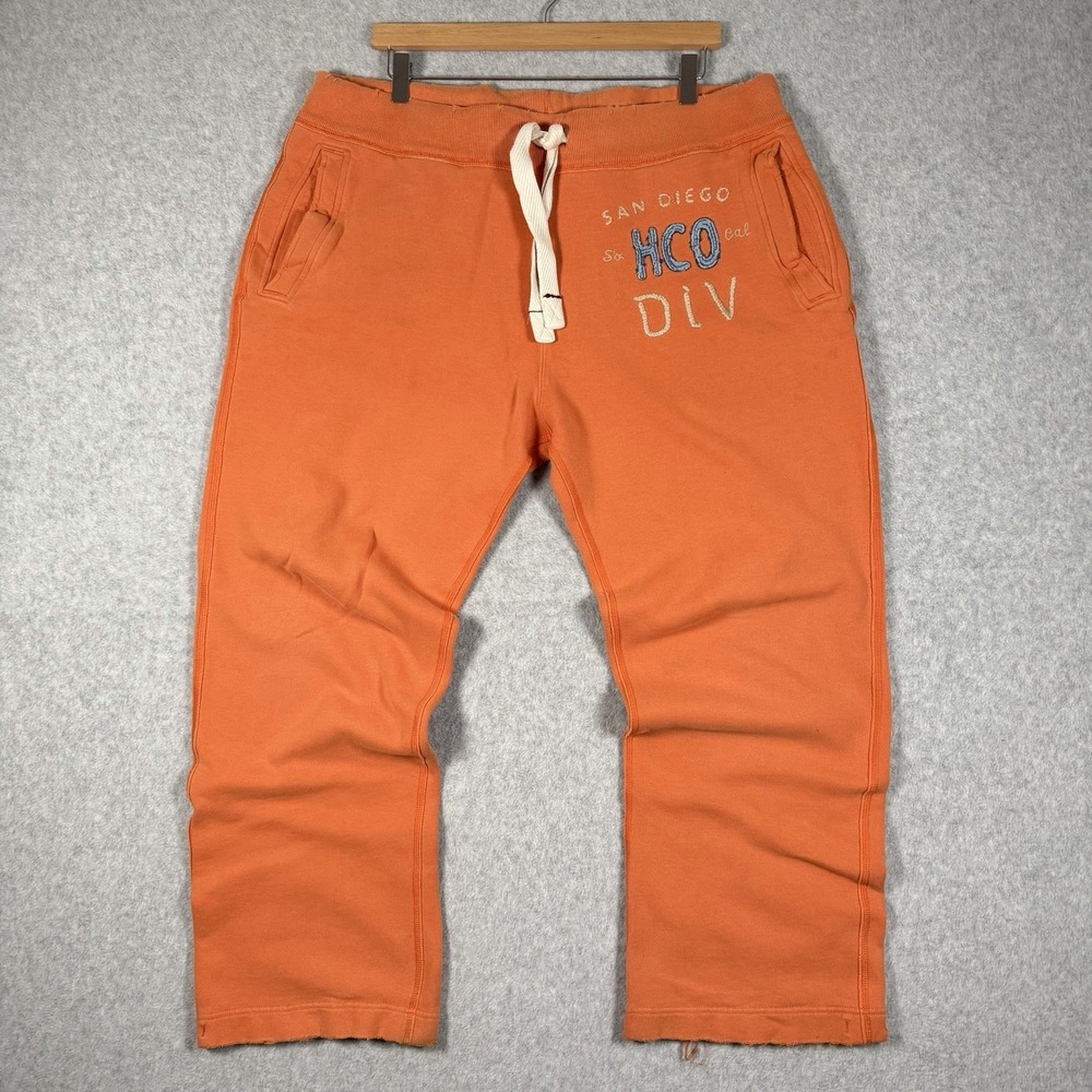 Y2K Hollister Sweatpants Mens Large Orange San Diego Surf DIV Grunge 2000s VTG